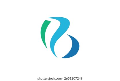 Design moderno do logotipo da letra B abstrata com gradiente azul e verde para a marca comercial