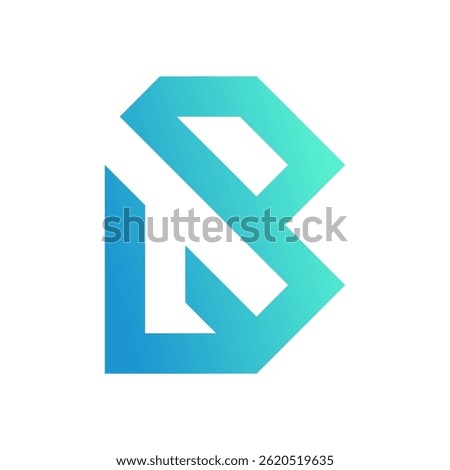 Modern Abstract Letter B Logo with Blue Gradient and Sharp Angles