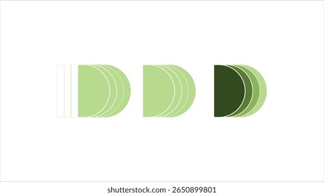 Modern Abstract Letter D Vector Set. Minimalist Geometric Green Design.
