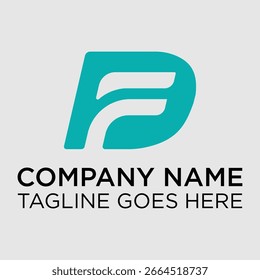 Modernes abstraktes DF- oder FD-Monogramm-Logo-Design in Teal Color, perfekt für Unternehmensbranding, Technologie, Finanzen, Startups und kreative Geschäftsidentität.