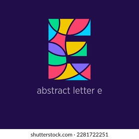 Modern abstract letter e logo icon. Unique mosaic design color transitions. Colorful letter e template. vector.