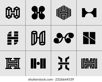 Modern abstract letter H logo design. Business intial H logo branding vector set
