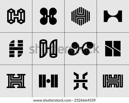 Modern abstract letter H logo design. Business intial H logo branding vector set Stock fotó © 