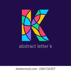 Modern abstract letter k logo icon. Unique mosaic design color transitions. Colorful letter k template. vector.