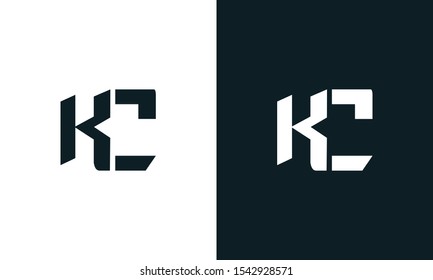 Modern abstract letter KC logo. This logo icon incorporate with two abstract shape in the creative process.