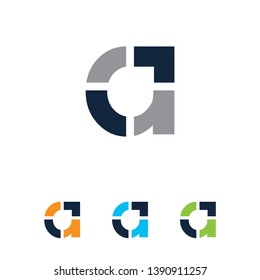 Modern abstract letter a logo design with four color variations