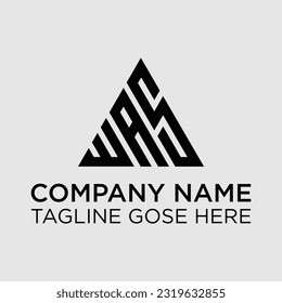 Modern abstract letter WAS logo. This logo icon incorporate with Three cut out shape in the creative way, Outstanding professional elegant trendy awesome artistic black and white color WA initial