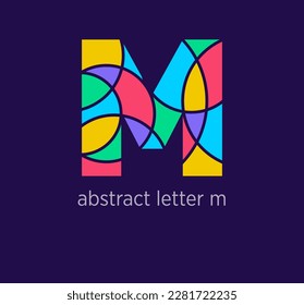 Modern abstract letter m logo icon. Unique mosaic design color transitions. Colorful letter m template. vector.