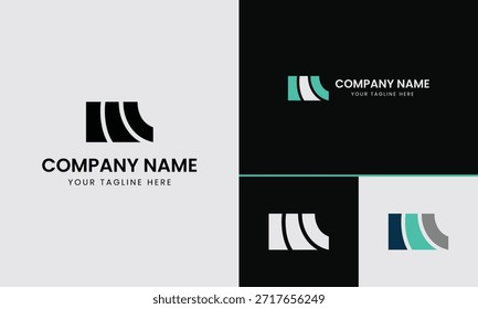 Diseño de logotipo de onda M de letra Abstractas moderna para marca Corporativa