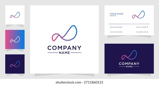 Conjunto de logotipos de línea de degradado de letra N Abstractas moderna e identidad de marca
