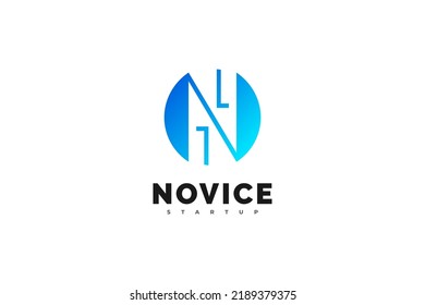 Diseño del logotipo de la carta N moderna y abstracta en un estilo degradado azul. Logo o icono de la letra futurista N con concepto de tecnología