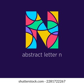 Modern abstract letter n logo icon. Unique mosaic design color transitions. Colorful letter n template. vector.