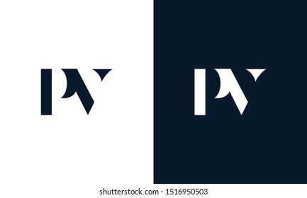 Modern abstract letter PV logo. This logo icon incorporate with two abstract shape in the creative way.