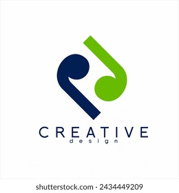 Modern abstract letter RD, RJ logo design.