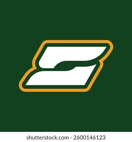 Modern abstract letter "S" logo design with bold geometric shapes, white and gold lines on a dark green background. Clean, minimal, and professional emblem suitable for branding, sports teams, automot