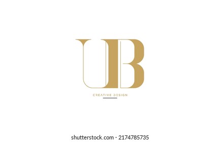 Modern abstract letter UB, BU luxury logo design. Minimal UB, BU initial based icon vector