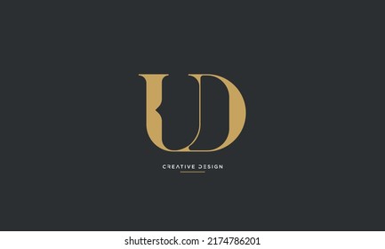 Letra abstracta moderna UD, diseño de logotipo de lujo DU. Mínimo UD, vector de icono basado en DU