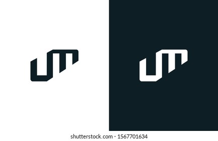 Modern abstract letter UM logo. This logo icon incorporate with two abstract shape in the creative process.