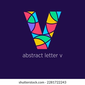 Modern abstract letter v logo icon. Unique mosaic design color transitions. Colorful letter v template. vector.