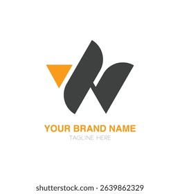 Modern abstract letter W logo design with geometric shapes in black and mustard color. Professional branding template ideal for business, tech, startup, or creative industries.