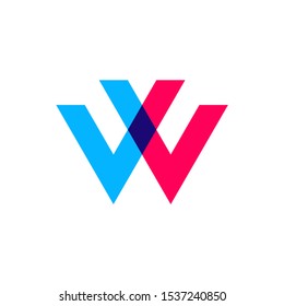 Modern abstract letter W or VV logo design vector