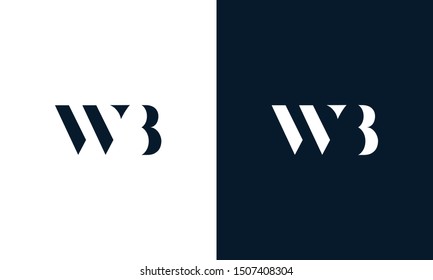 Modern abstract letter WB logo. This logo icon incorporate with two cut out shape in the creative way.