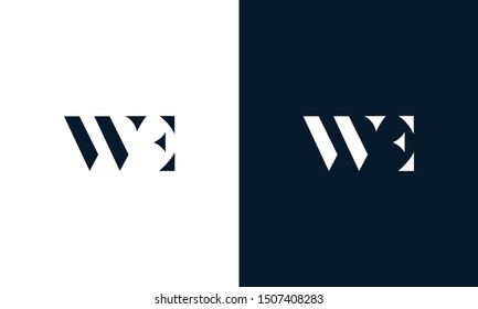 Modern abstract letter WE logo. This logo icon incorporate with two cut out shape in the creative way.