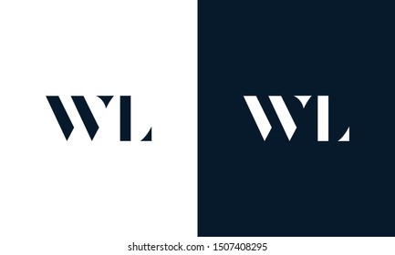 Modern abstract letter WL logo. This logo icon incorporate with two cut out shape in the creative way.