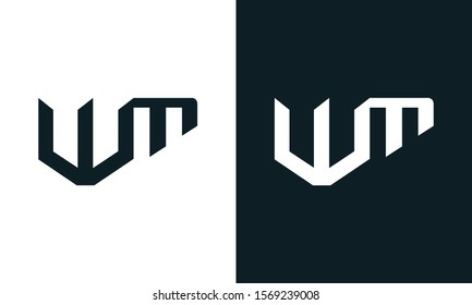 Modern abstract letter WM logo. This logo icon incorporate with two abstract shape in the creative process.