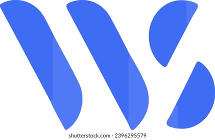 Modern abstract letter WS as a blue wave with white background logo. This logo icon incorporate with two cut out shape in the creative way.