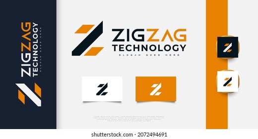 Modernes und abstraktes Logo-Design von Letter Z in Blau und Orange. Bildzeichen Alphabet Symbol für Unternehmensidentität