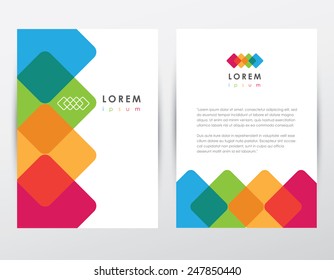 modern abstract letterhead, brochure cover template stationery set with geometric polygonal transparent shapes- for business company visual identity