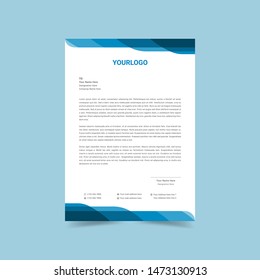 modern abstract letterhead design with clean blue shapes