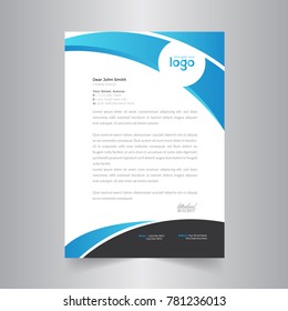 modern abstract letterhead design with clean blue shapes