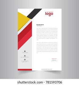 modern abstract letterhead design with yellow & red color