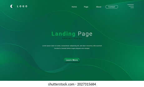 Modern Abstract Light Gradient Green Shades Wave Shape Background For Banner Or Landing Page Template