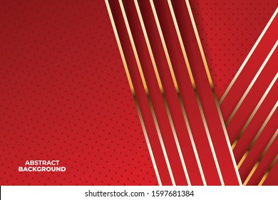 Modern abstract light red background vector. Elegant design with golden line