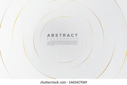 Modern abstract light silver background vector. Elegant circle shape design with golden line.