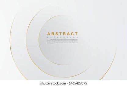 Modern abstract light silver background vector. Elegant circle shape design with golden line.