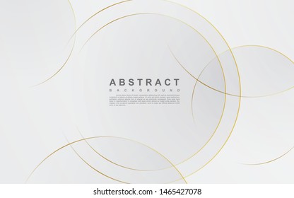 Modern abstract light silver background vector. Elegant circle shape design with golden line.