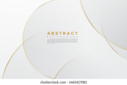 Modern abstract light silver background vector. Elegant circle shape design with golden line.