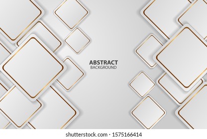 Modern abstract light silver background vector. Elegant frame shape design with golden line. Luxury vector design template concept for use element modern cover, banner, card, corporate, advertising