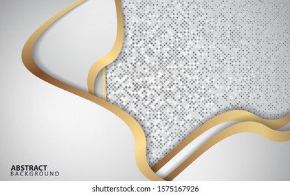 Modern abstract light silver background vector. Elegant shape design with circle golden line. Luxury vector design template concept for use element modern cover, banner, card, corporate, advertising