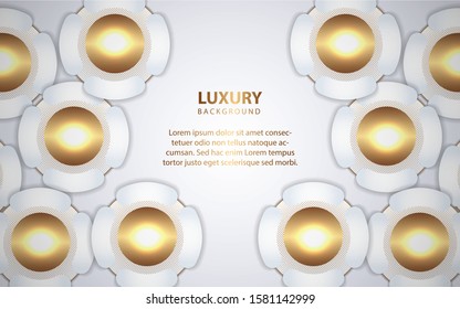 Modern abstract light silver background vector. Elegant shape design with golden line. Luxury vector design template 