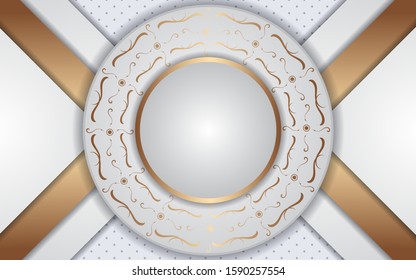 Modern abstract light silver background vector. Elegant shape design with golden line. Luxury vector design template concept for use element modern cover, banner, card, corporate, advertising