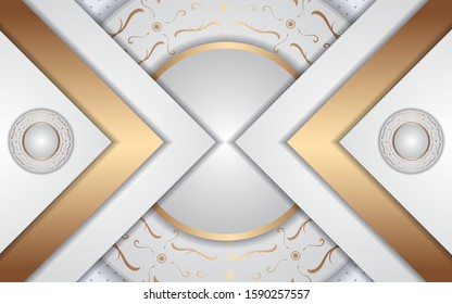 Modern abstract light silver background vector. Elegant shape design with golden line. Luxury vector design template concept for use element modern cover, banner, card, corporate, advertising