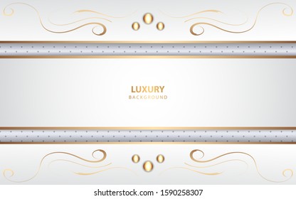 Modern abstract light silver background vector. Elegant shape design with golden line. Luxury vector design template concept for use element modern cover, banner, card, corporate, advertising