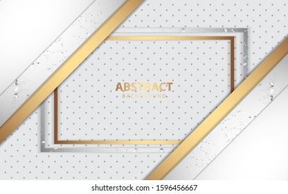 Modern abstract light silver background vector. Elegant shape design with golden line. Luxury vector design template concept for use element modern cover, banner, card, corporate, advertising
