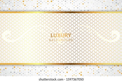 Modern abstract light silver background vector. Elegant shape design with golden line. Luxury vector design template concept for use element modern cover, banner, card, corporate, advertising