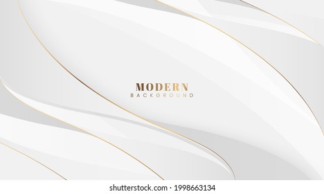 Modern abstract light silver background vector with gold waves lines. Luxury and elegant style template. Simple wave Line design. Suit for cover, poster, banner, website. Vector illustration